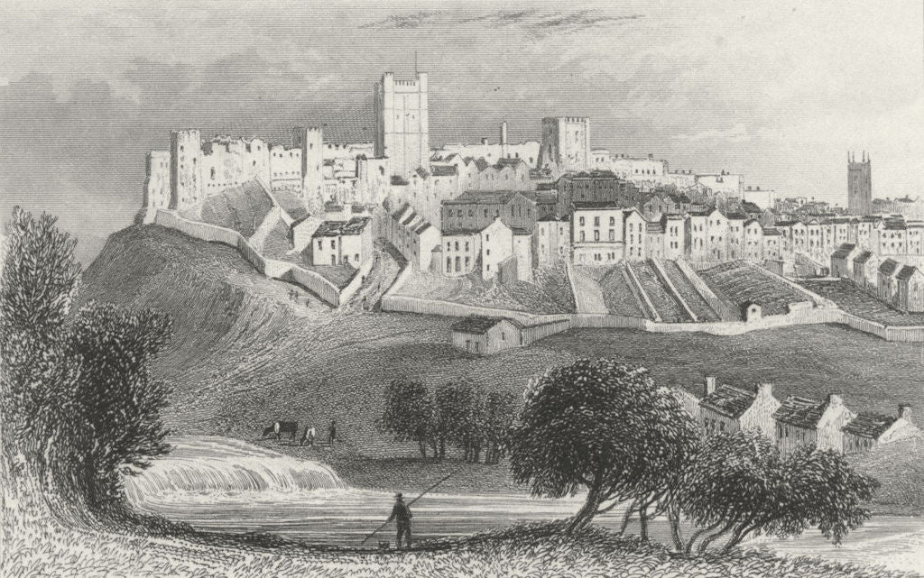 YORKS. Richmond, Town & Castle. DUGDALE c1840 old antique print picture